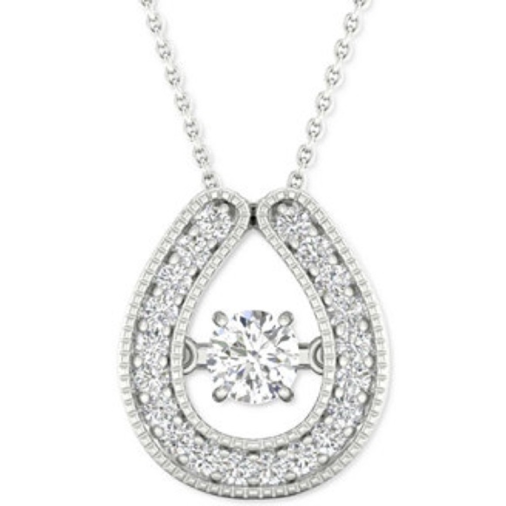 Twinkling Natural Diamond Star Horseshoe 18" Pendant Necklace(1/5 CTTW) 10k Gold - Picture 9 of 15